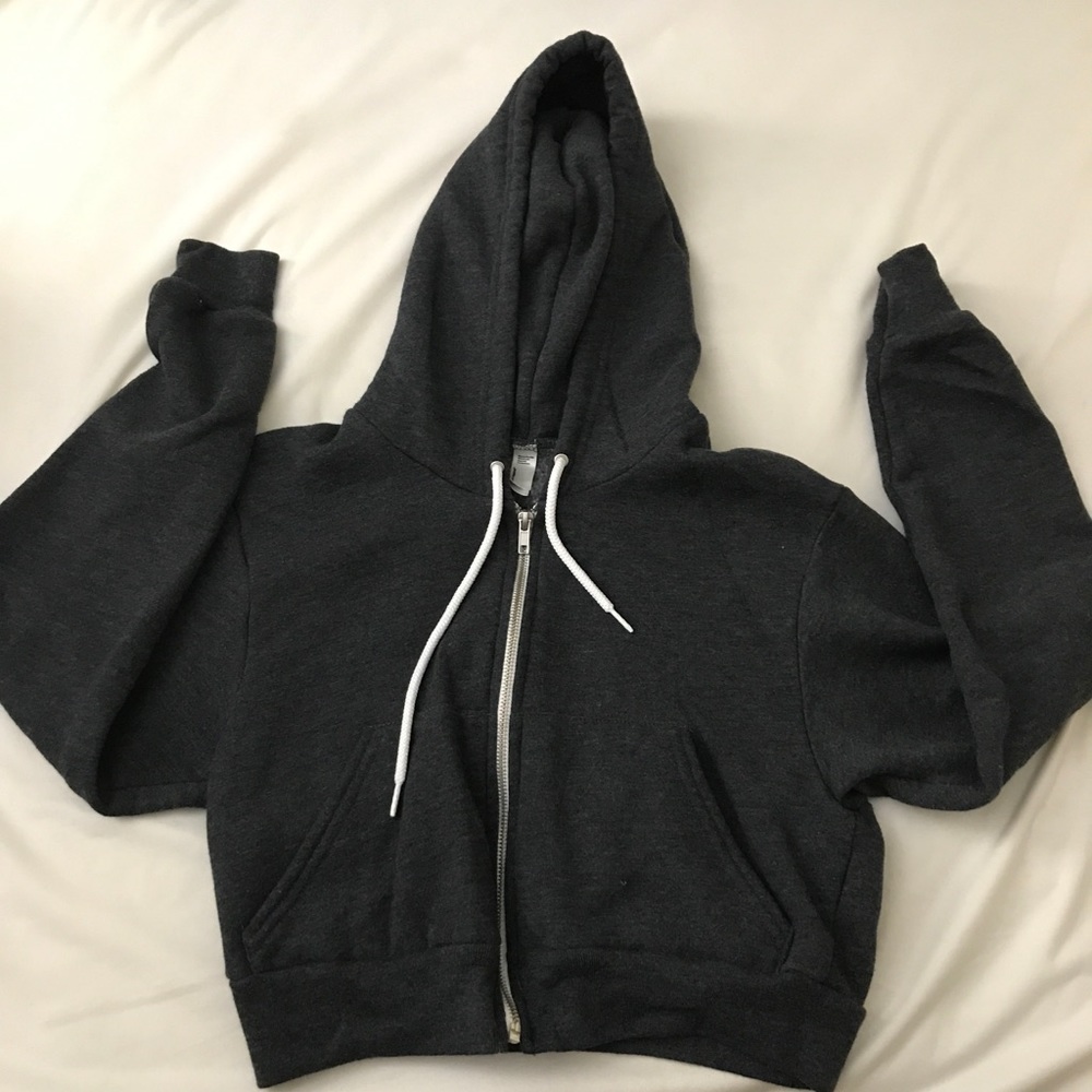 American Apparel Cropped Zip Up Hoodie